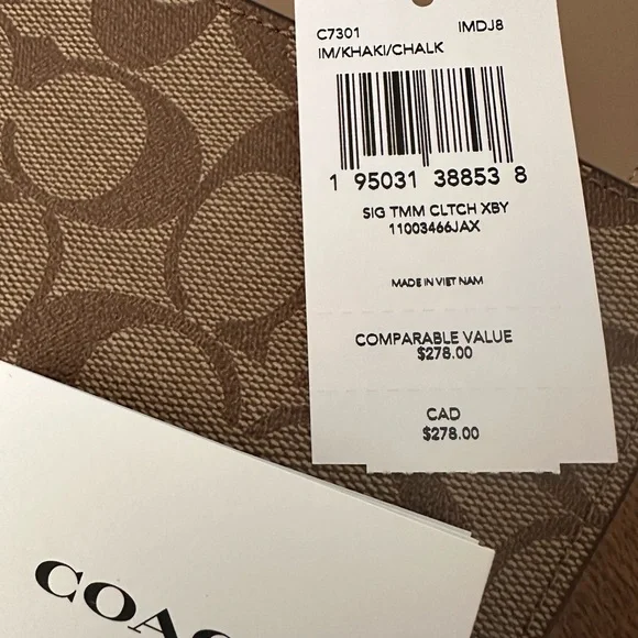 NWT! NEW! Coach Signature Tammi 2-way Clutch Chain Crossbody Brown Cream Women - Picture 9 of 11